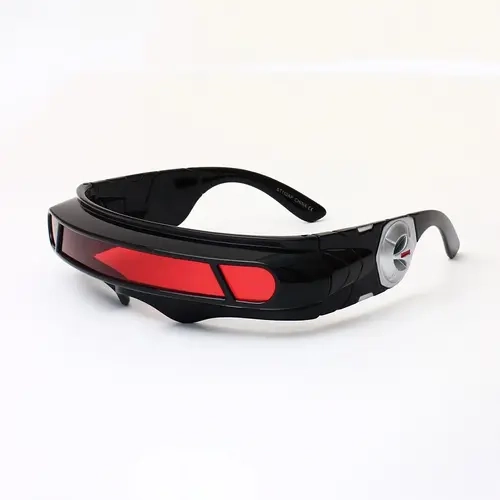 Unisex Full Frame Plastic Sunglasses - Futuristic Vibrant Colored Lenses, Integrated Shield Design, Alien-Cosplay Fit, Costume Parties Casual Wear, Quirky Gifts, Cyberpunk Style, Eyewear Fashion, Men's Accessories