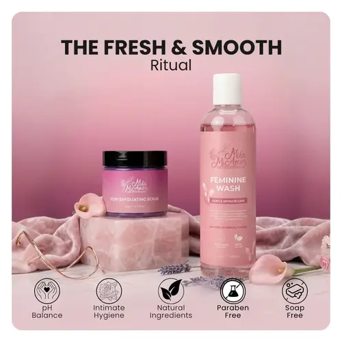 The Fresh & Smooth Ritual – Feminine Wash & Yoni Exfoliating Scrub Set – pH Balanced Intimate Care for Women – Gentle Cleansing, Exfoliating & Refreshing Routine – Daily Freshness & Smooth Skin Duo