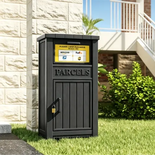 BIFANUO Package Delivery Box for Outside, Large Lockable & Weatherproof Anti-Theft Large Parcel Drop Box for Porch, Curbside, House Storage, Black