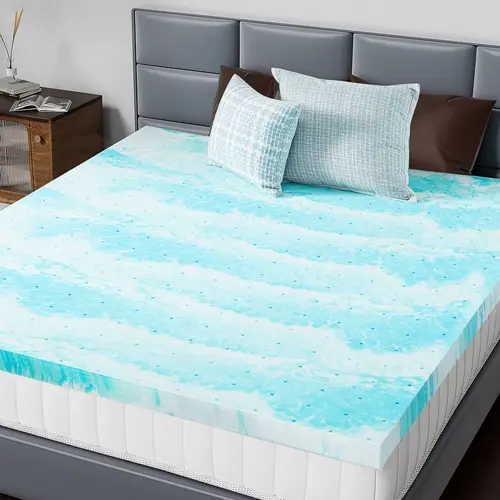 【New Color】Full Size Cooling Gel Memory Foam Mattress Topper, Premium Mattress Toppers for Improved Sleep Quality, Cooling Mattress Topper