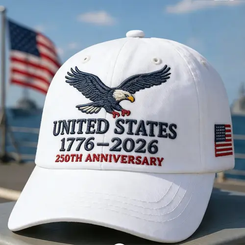 Unisex Retro Washed Cotton Cap with 250th Anniversary Logo - Classic Cotton Snapback, Baseball Cap, Casual Outdoor Hat, Fashion Hats with Classic Shape, Easy Everyday Wear Sun Protection Adult Sports & Outdoor Accessory