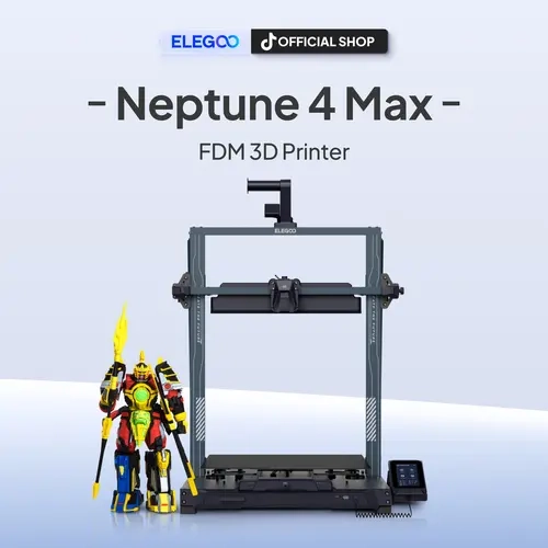 ELEGOO Neptune 4 Max 3D Printer - 500mm/s Fast Printing Speed, 300°C High-Temp Nozzle, Auto Leveling, Direct Drive Extruder, 420x420x480mm Large Build Volume, TPU Compatible, WiFi/LAN/WLAN/USB Transfer
