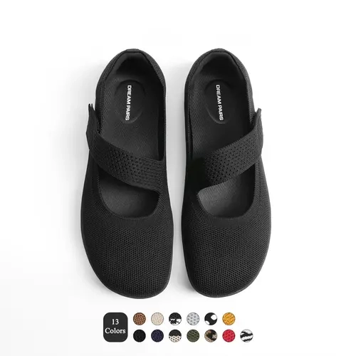 DREAM PAIRS Women's Knit Mary Janes Shoes - Wide Toe Box, Arch Support, Flexible, Breathable, Chic, Anti-Slip Footwear - All Seasons Walking Shoes for Office, Casual Use (Flats for Women)