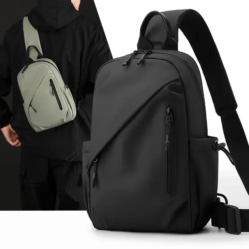 BIGWIG Men's Nylon Plain Casual Everyday Crossbody Shoulder Bag - Rain-Ready Water-Resistant Chest Pack, Ample Storage, Ideal for Commuting, Back to School, Men's Accessories Adults