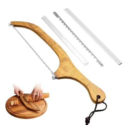 DGAPHRO Bread Slicer for Homemade Bread,16" Wooden Sourdough Bread knife with Bow Design,Premium Stainless Steel Serrated Saw Bread cutter for Bagels, Baguettes and More,dealsforyoudays.