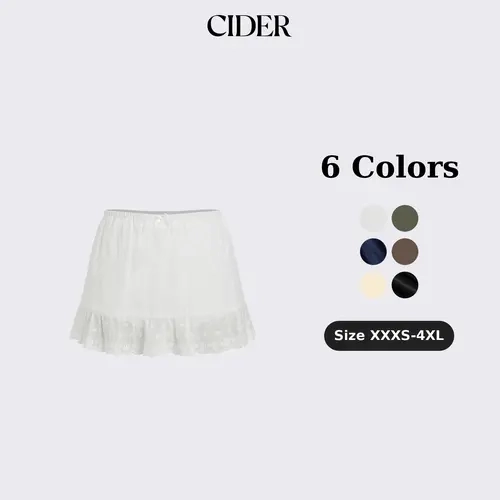 Cider Cotton-blend Low Rise Textured Bowknot Ruffle Hem Mini Skirt