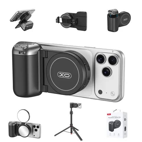 2026 MagSafe Snap-On Shooting Grip - Portable Ergonomic Magnetic Phone Holder, Detachable Remote Shutter, Selfie & Camera Accessory for iPhone/Android Smartphones, Smartphone Camera Accessories