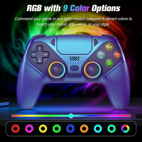Summerwins Wireless Pro Gaming Controller for PS5, Playstation 5 Compatible with LED RGB Light, Turbo, Macro Programmable Buttons, Dual Vibration, Motion Sensing, 1000mAh Fast Charging & Anti-Drift Calibration Guide summerwins