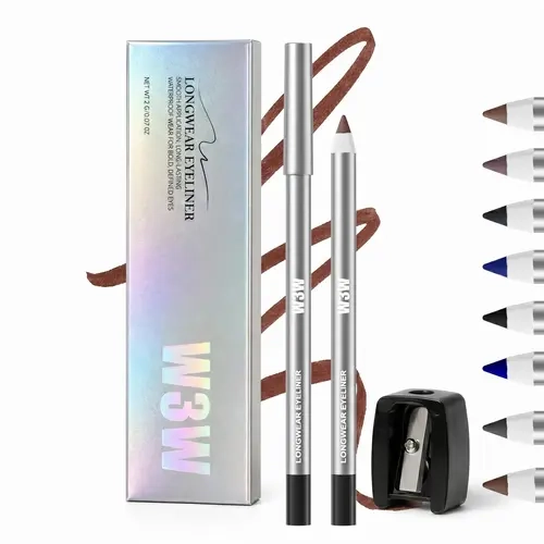 Flawless 2# Eggplant Longwear Eyeliner Pencil - Waterproof, Smudge-Proof, Transfer-Proof, Creamy Gel, Precision Glide, Vegan, BHT-Free, Cruelty-Free Makeup Product, for Inner/Outer Eyelids, Includes Plum Lipliner for Adults