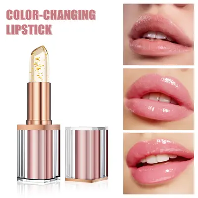 QIC Transferproof Color-Changing Lipstick, Gold Foil PH Lipstick, Smudge-Proof Glossy Lip Glow for All-Day Wear