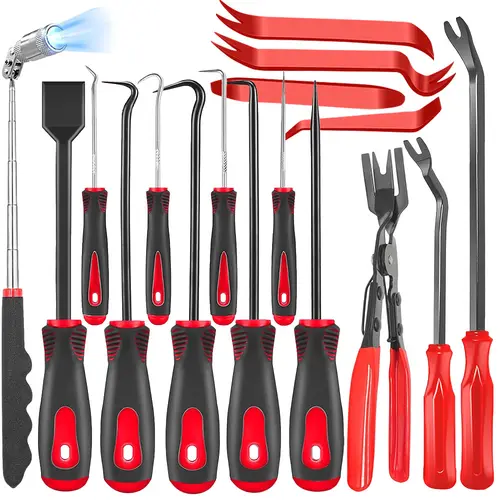 17-Piece Car Automotive Tools Set, Non-Marring Plastic Auto Trim Removal Kit with Clip Removers for Safe Car Interior Repair & Door Panel, Dashboard Installation