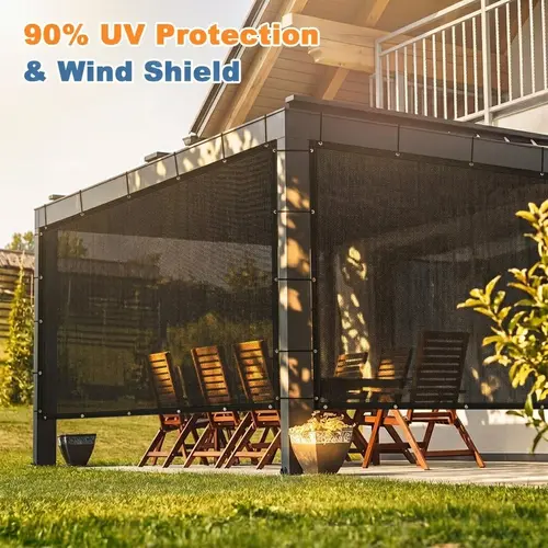 90% Blackout Cloth (Black) - 10 x 13ft UV-Resistant Shade Net with Reinforced Rivets, Suitable for Outdoor Adventures / Camping / Garden / Patio / Greenhouse.Mesh Shade Cloth
