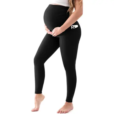 Women's Maternity Leggings with Pockets Over The Belly Pregnancy Yoga Pants Activewear Workout LeggingsGift