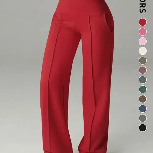 Women's Basic Loose Straight-Leg Sporty Casual Pants Outdoor Trousers, Elastic High Waist Comfortable Wide-Leg Design, Casual Comfy Bottoms for Outdoor Commute & All Seasons, Casual Baggy Trousers