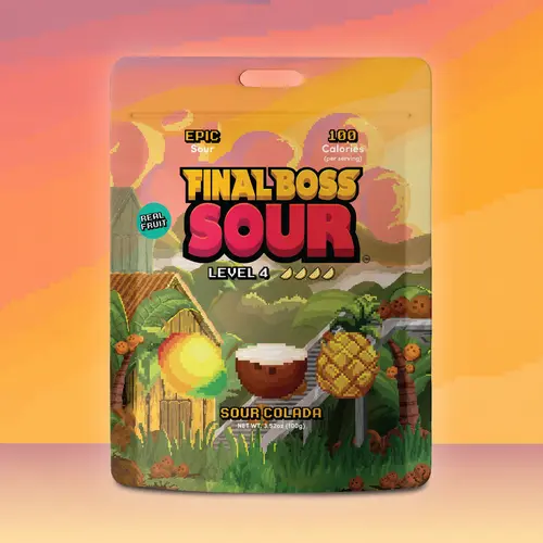 Final Boss Sour - Sour Colada Level 4 - Fruit Candy, 1-Pack or 4-Pack Options
