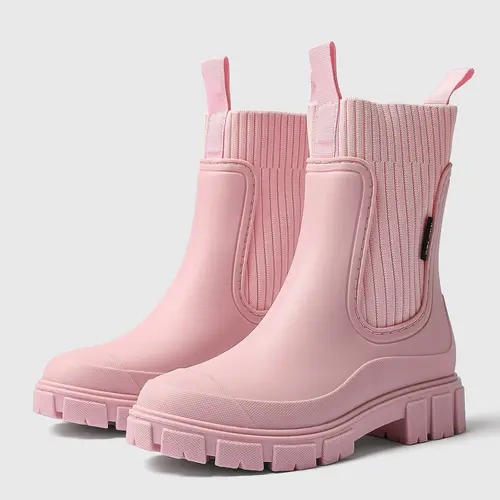 Women's Fashion Chelsea Rain Boots, Outdoor Anti-Slip Mid-Calf Rain Shoes, Lightweight and Versatile, Round Toe Design, Premium Waterproof Boots, Fashionable Rain Boots