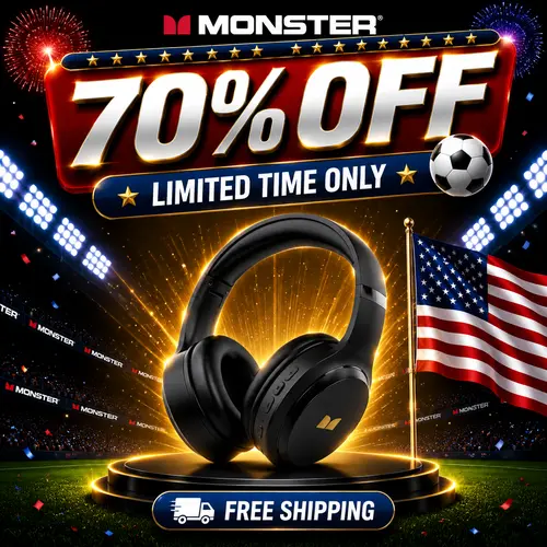 MONSTER Over-Ear Noise Cancelling Headphones, Bluetooth 6.0 Wireless, Adjustable, Deep Bass HiFi Audios, Long Playtime, Foldable Comfortable, Built-in Mic for Hands-Free Calls, Compatible with iPhone Android Laptop PC, Unique Gifts for Man