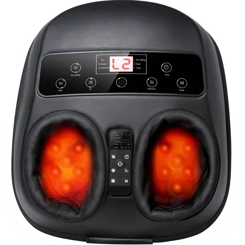 MASGRE Upgraded Shiatsu Foot Massager with Heat - Deep Kneading for Tired Feet Relaxation, Remote Control, Adjustable, Portable, Daily Desk Use, Gift for Mom, Dad, Personal Care Massage Device