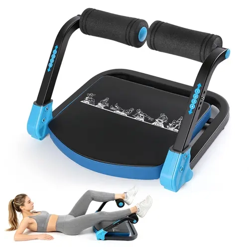 Ab Workout Machine, Adjustable Resistance Ab Trainer with Auto-Rebound, Foldable Sit Up Equipment for Full Body Workout, Core, Arms & Legs Training for Home Gym