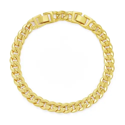 KissYan Women's 14K Gold-Plated Textured Cuban Link Anklet - 0.4" Width, 9in/11in Adjustable, 9.5" Chain, Metal Coating, Water Resistant Gold Anklets for Casual Beach Wear, Accessories Adults Female Gifts