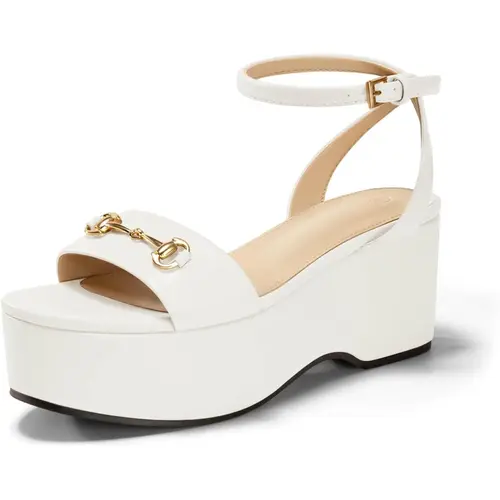 Coutgo Women's Chic Platform Wedge Sandals - Casual High Heel, Espadrille Block Heel, Open Toe, Ankle Strap, Breathable Work-to-Party Footwear for Students