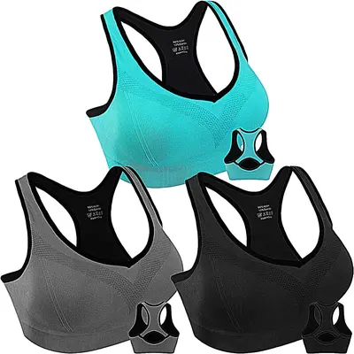 Racerback Sports Bras for Women High Impact Workout Yoga Gym Fitness BraGift