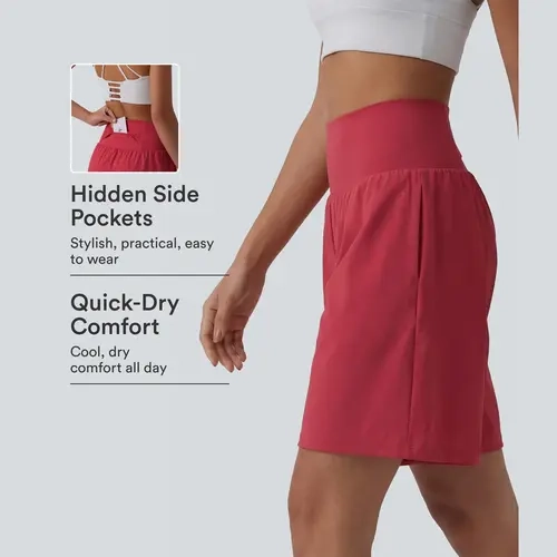 Halara SoftlyZero Airy Super High Waisted 2-in-1 InstantCool Yoga Shorts 9" with Pockets