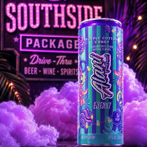 **NEW ** Alani Nu Energy Drink Purple Cotton Candy 12 Pack 12oz Cans Zero Sugar 200mg Caffeine Boosting Beverage