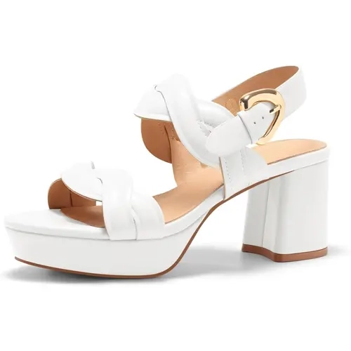 Coutgo Women's Chunky Block Heel Cork Platform Sandals - Open Toe, Ankle Buckle Strap, Lightweight Rubber Sole, Minimalist Casual Trendy Sandals for Summer Beach