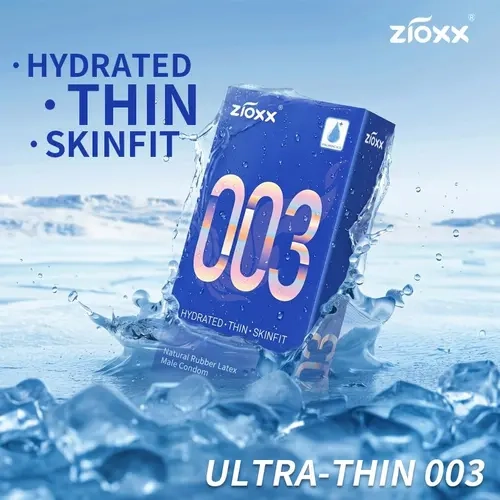 【Zioxx 003 】Ultra Thin Condoms for Men, Hyaluronic Acid Lubricated, Skin-Feel Natural Latex, 10 Count Healthcare Skinfit Smooth Sensitive Feel#sohochic