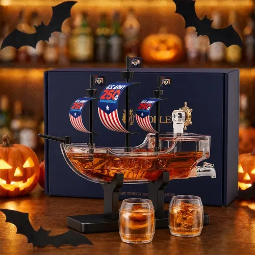 Kollea USA 250th Anniversary Whiskey Decanter Set with Deluxe Gift Box,Home Bar Liquor Dispenser&Man Cave Ornaments,Ideal Gift for Men,Dad,Mom,Husband,Boyfriend,Sailor&Captain Fans,Suitable for Anniversary,Hand Blown Glass,No Alcohol Included,sohochic soh