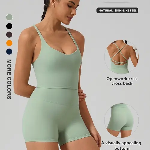 Women's Yoga Set, Sleeveless Tank Top, High Waist Shorts, Quick Dry, Breathable, Sporty Style, All Seasons, Gym & Outdoor Running, Form Fitting Activewear, Fitted Sportswear Set, Gym Yoga Clothing, Workout Sets