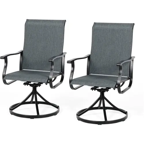 INTERGREAT Patio Swivel Rocker Dining Chairs Set of 2, All Weather High Back Textilene Outdoor Chairs with Sturdy Metal Frame, Swivel Rocking Patio Chairs for Backyard Lawn Garden Porch Deck, Dark Grey