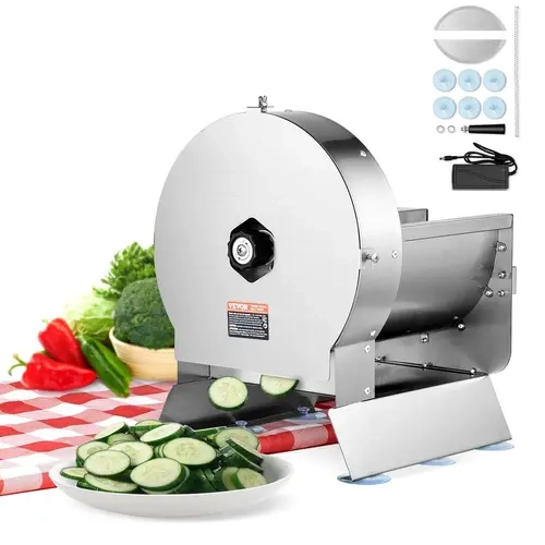 【Fallpicks】VEVOR Electric Vegetable Slicer - Kitchen Appliances, Convertible Dual Modes (Automatic/Manual), 0-0.5in/0-12mm Accurate Thickness Adjustment, Stainless Steel, for Fruit Shops, Slice Fruits/Vegs
