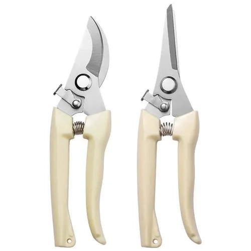 Garden Hand Pruner, Stainless Steel Pruning Shears with Straight or Curved Precision Blade for Trimming Flowers, Shrubs, Branches & Fruit Trees