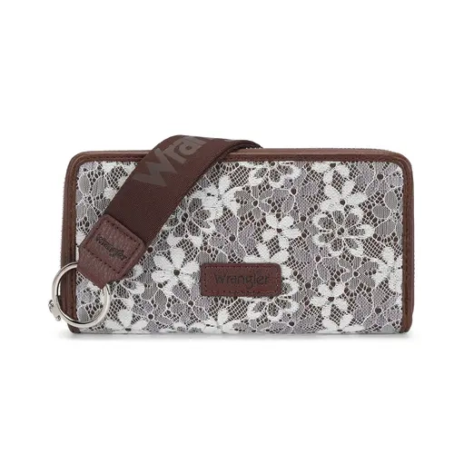 Wrangler Wristlet Wallets for Women Vintage Floral Tooled Clutch Purse RFID Blocking Wallet