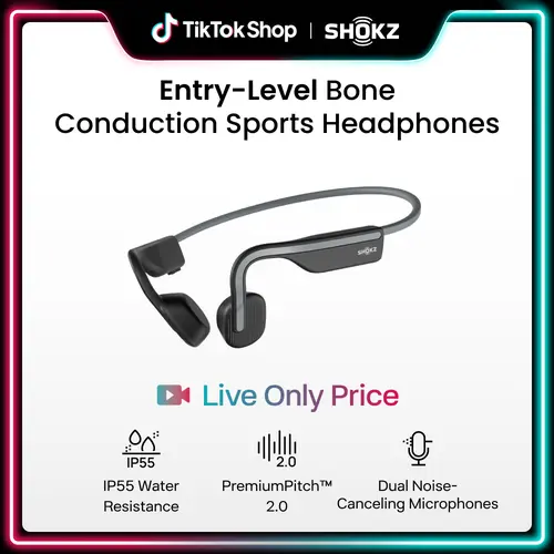 【Live only】SHOKZ OpenMove - Open-Ear Bluetooth Sport Headphones - Bone Conduction Wireless Earphones - Sweatproof for Running and Workouts