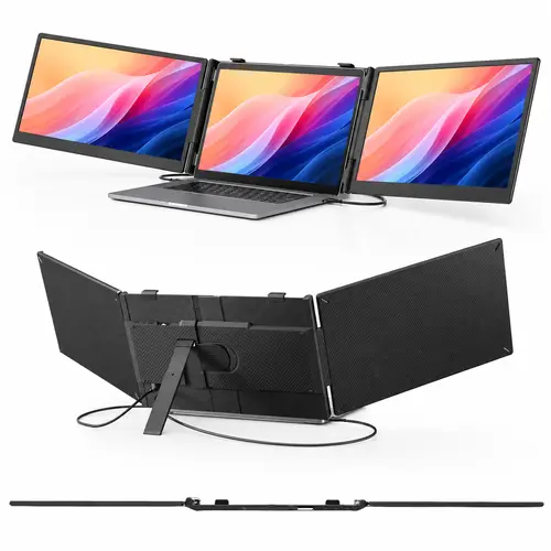 Cevaton Portable Laptop Screen Extender Stand - 14" 1080P FHD IPS Display, 3.0lb Ultra-Slim Lightweight, USB-C Rear Ports for Clean Cables, 13.3"-17.3" Fit, Dual-Screen Design Support (Dual Video Output Required) for Coding & Remote Work