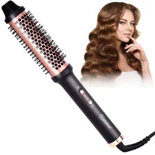 HATTEKER 2-in-1 Beauty Tool Upgrade - Hair Straightening Comb, Curl Maker, 1-Piece Blowout Tool with Quick Heating, Inner Curling for All Hair Lengths