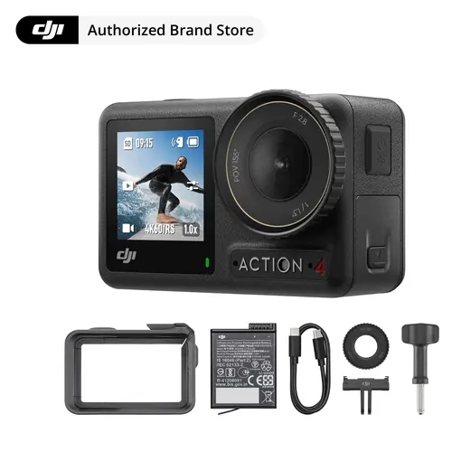 DJI Osmo Action 4 Adventure Combo - Content Creator Sports Action Camera, Portable High-Capacity Model with 4K/120fps Waterproof Design, 1/1.3" CMOS Sensor, Low-Light Imaging, 10-bit & D-Log M Color, 160 Mins Battery, Photo & Video Gear