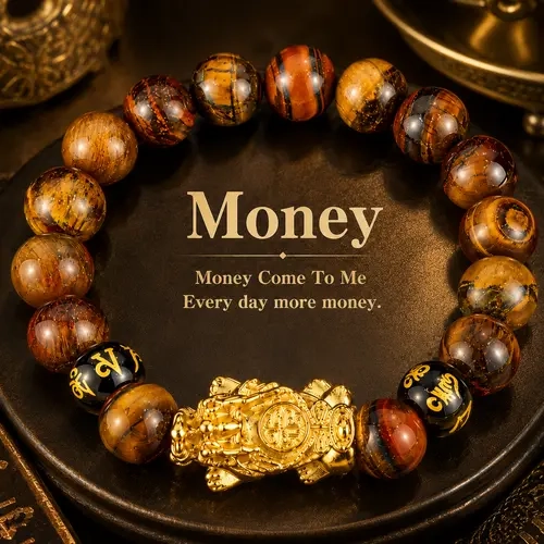 Arpurraina Feng Shui Pixiu Tiger Eye Charm Bracelet - Unisex 20cm Crystal Healing Jewelry, Wealth Attraction, Protection, Boho Chic, Accessories for Women, Guys Gifts, All Seasons Fashion Bracelets & Bangles