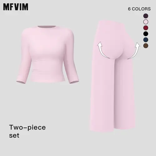 MFVIM Women’s 2-Piece Yoga Fitness Set - High Waist, Fitted, Figure-Flattering Butt-Lifting Activewear Ideal for Yoga, Casual Outdoor Running, Travel, Camping (Matching 2 Piece Sets for Women), Women 2 Piece Sets