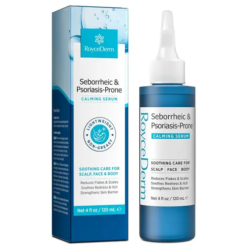 Roycederm Seborrheic Dermatitis & Psoriasis Soothing Serum - Ceramide Haircare Treatment for US Adults, Irritated Skin Relief, Itch, Flakes, Redness, Dryness, Fast Absorb., Multiple Cers., Lightweight, Non-Greasy, Steroid-Free, Moisture-Restore