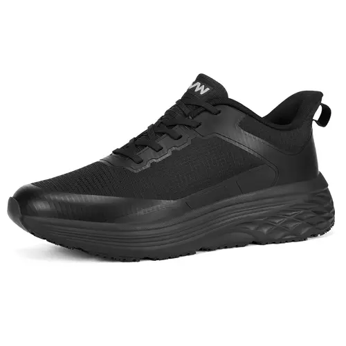 AVW Men's Closed Waterproof Work Shoes - Chef Laces-Up, Water-Resist Knit & Mesh, Non-Slip Sole, Arch Support Insole, Cushioned Thick Sole, Breathable, Lightweight Round Toe Work & Safety Footwear