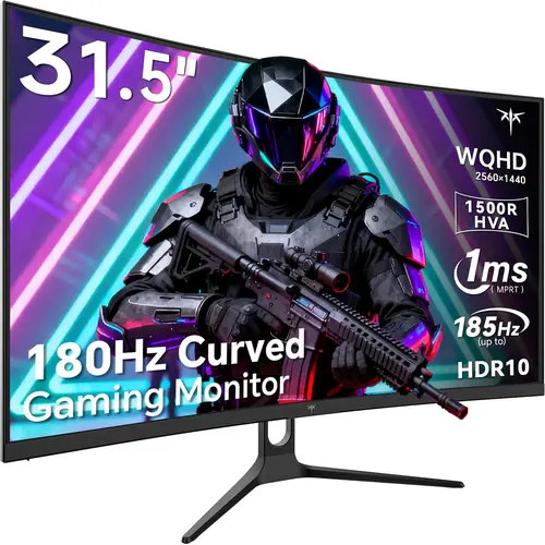 KTC H32S5 32" 2K QHD 180Hz 1500R Curved VA Gaming Monitor - 2560x1440 High-Resolution Monitor, 1 ms Response, 144Hz Option, Adaptive Sync, 178° Viewing Angle, Blue Light Filter, Flicker-Free, DP/HDMI/USB Hub, VESA Wall Mount, Tilt Adjustable techvibes