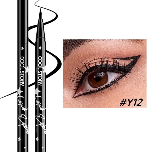 Cool Story Single Tip Liquid Eyeliner Pen - Black & Brown, 0.6ml, 24h Longwear, Waterproof, Smudgeproof, Transfer-Proof Pigmented Eyeliner, Butylene Glycol-Infused, Adult Daily Eye Makeup (Shake First Before Use), Longwear Eyeliner