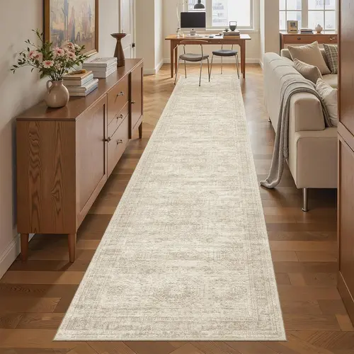Art&Tuft Low-Pile Tufted Rug Runner - Washable, Non-Slip Decorative Soft Area Rug for Hallways, Kitchen Decor, Entryway Decor, Household Textiles