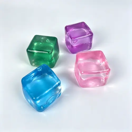 4-Count Compact Plastic Stress Relief Toy Set - Portable Sensory Squeeze Ball, Slow Rise Fidget, Cube Shape Squishy Box Set, Desk Use Relief Kit, Gift-Ready Holiday Gift for Grown Ups