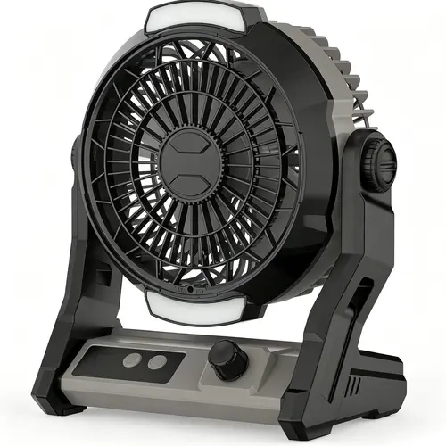 XBEAUTY 10000mAh Powerful Fan - 3-in-1 Ultra-Powerful Wireless Rechargeable Mini Portable Adjustable Cooling Fan with 100-Speed Airflow, Nightlight, Timer, USB Charger, Included Batteries for Indoor Camping, Outdoor Power Outage