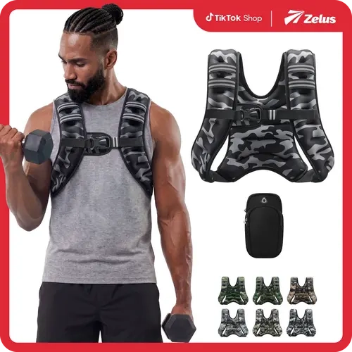 ZELUS Urban Tactical Military-Style Weighted Vest 6–30lb Camo with Reflective Stripe Detachable Phone Pouch & Adjustable Straps for Walking Workout Motivation & Strength Training|#TikTokShopFallDealsForYou